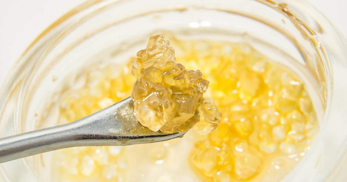 THCA diamond crystal concentrate on a spoon
