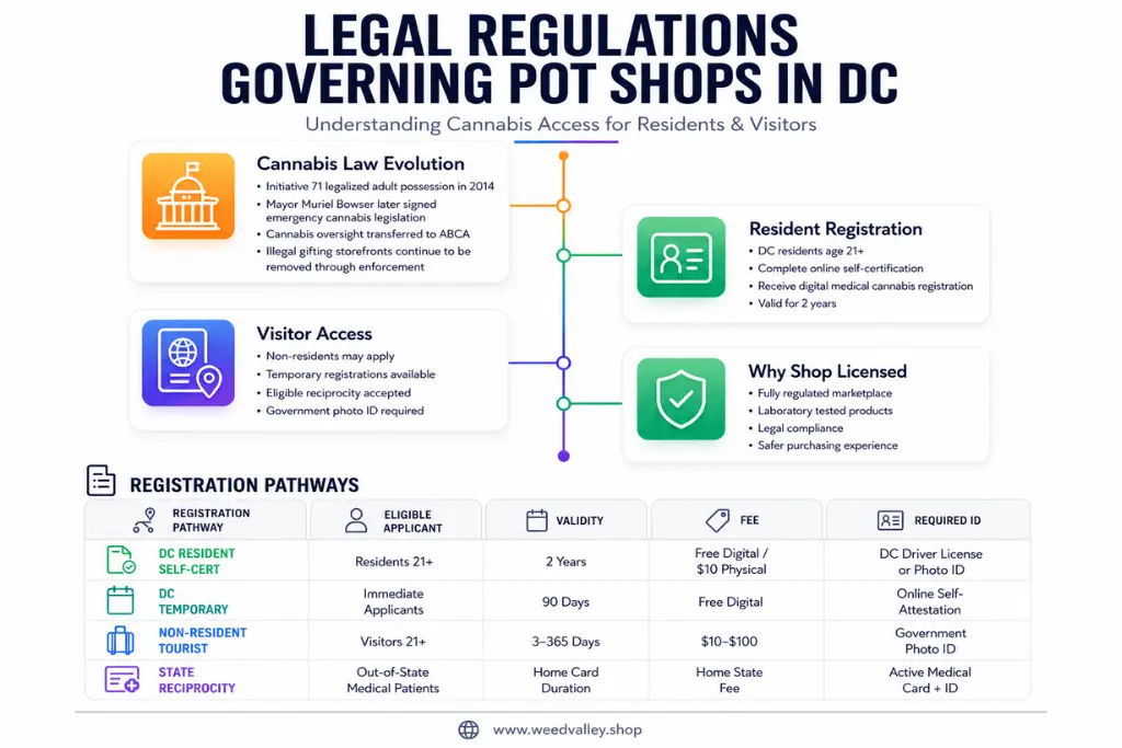 Legal cannabis regulations for DC pot shops and dispensaries.